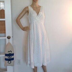 Lauren Ralph Lauren White Cotton Eyelet Sleeveless Dress Size 10 Classic Lined